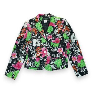 VTG Harve Benard Jacket Womens Size 12P Blazer Buttons Floral Made in Bielorusia